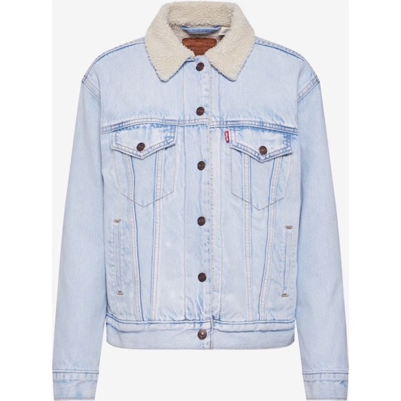 Levi’s Original Sherpa Lined Heavyweight Light Wash Denim Trucker Jean Jacket - Picture 5 of 15